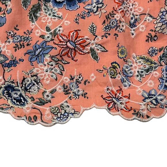 Loft Floral Short Sleeve Lined Swing Mini Dress, Cotton, Pink Blue, 16 - Picture 8 of 12